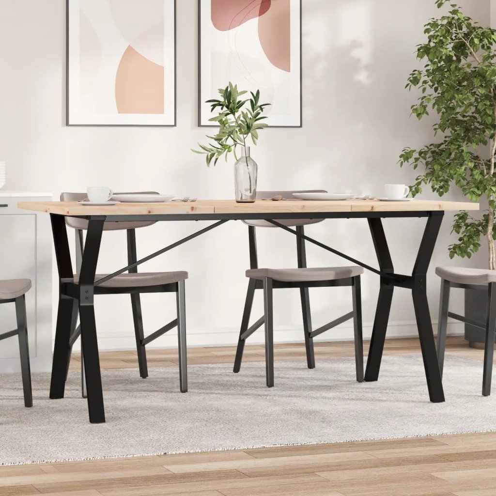 VidaXL Dining Table 140x80x75.5cm Pine Cast Iron by vidaXL