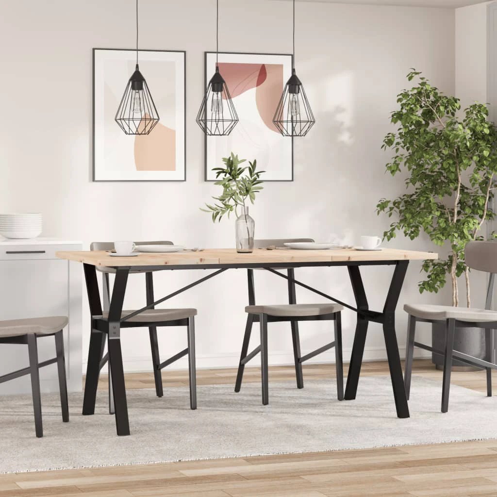 VidaXL Dining Table 140x80x75.5cm Pine Cast Iron by vidaXL