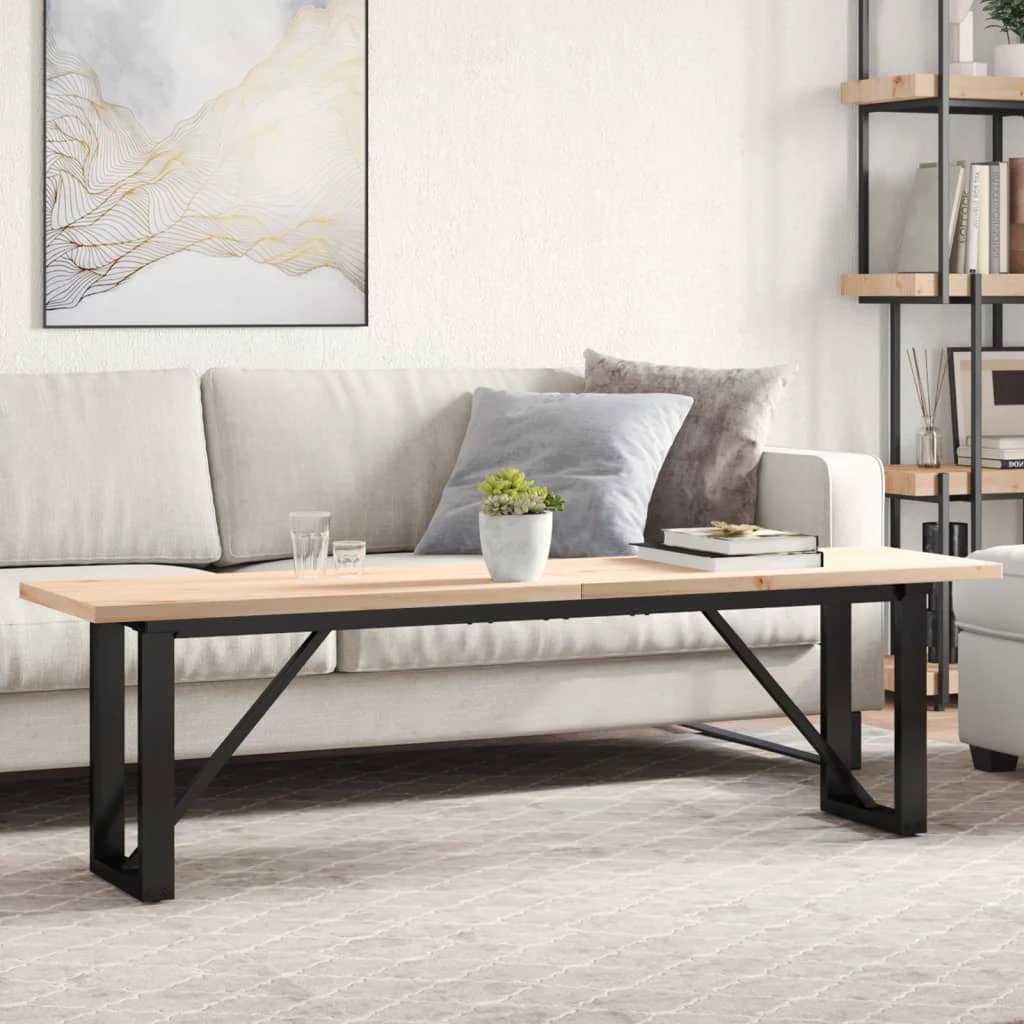 vidaXL VidaXL Coffee Table 160x40x45.5 cm O Frame Solid Pine Cast Iron Industrial Living Room - Coffee Table