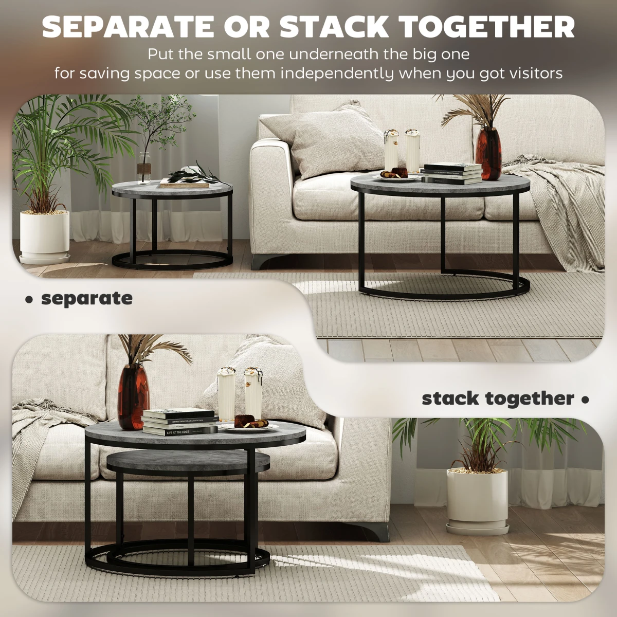 HOMCOM Coffee Tables 40cm Wood Tops Small Spaces by HOMCOM