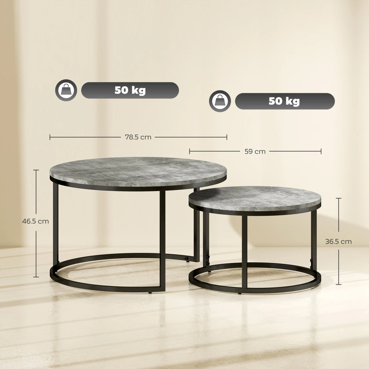 HOMCOM Coffee Tables 40cm Wood Tops Small Spaces by HOMCOM