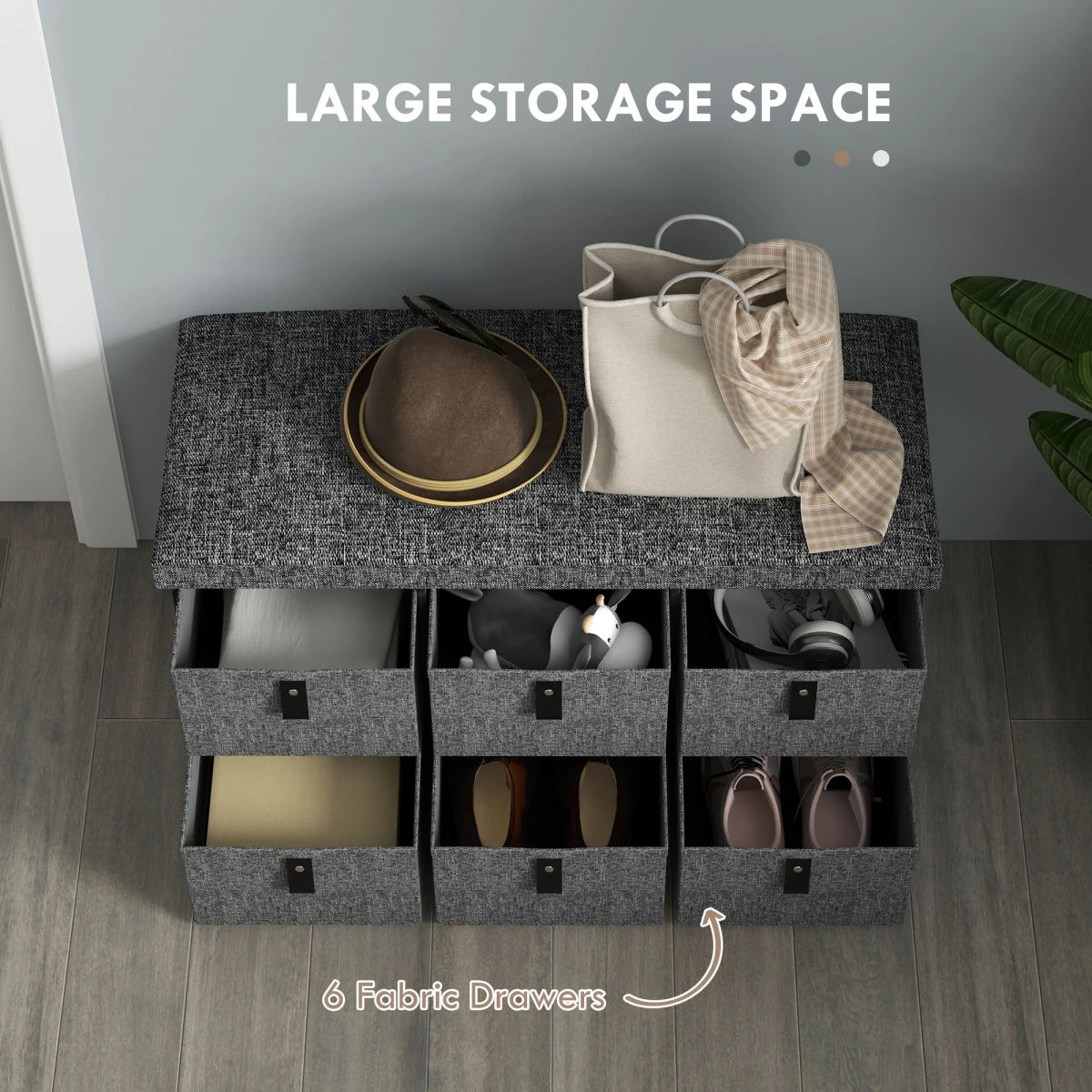 HOMCOM Shoe Bench Cushioned Seat 6 Drawers by HOMCOM