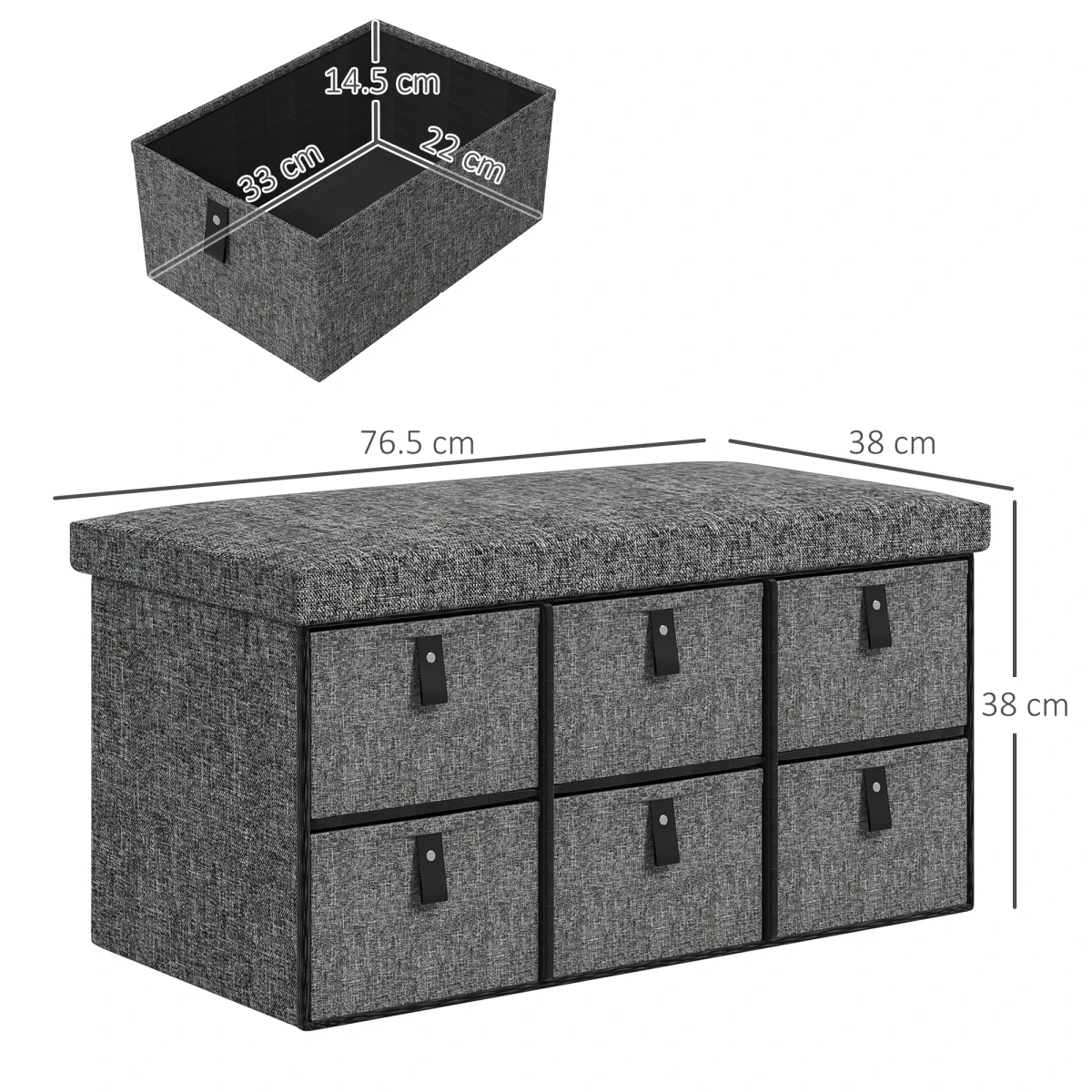 HOMCOM Shoe Bench Cushioned Seat 6 Drawers by HOMCOM