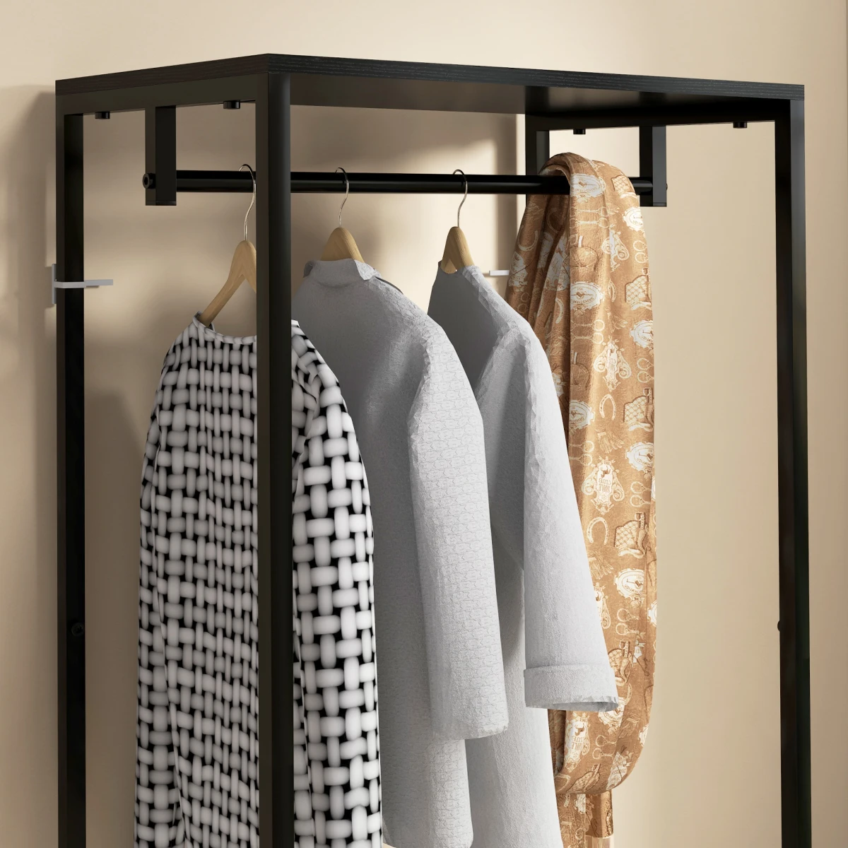 HOMCOM HOMCOM Coat Rack Tall 2 Shelves With Shoe Storage Hallway - Wardrobe