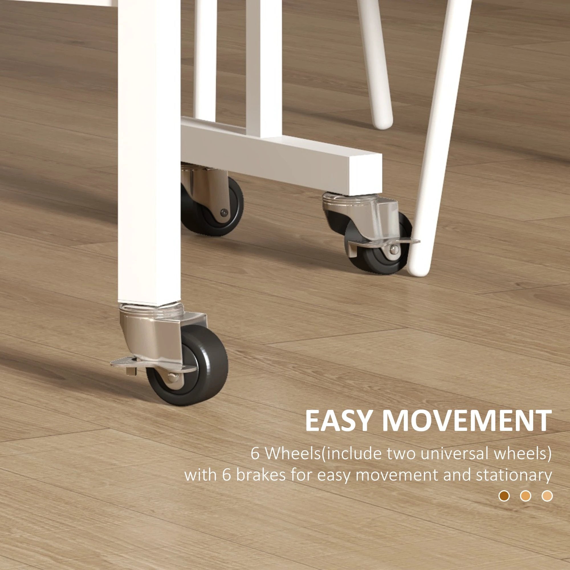 HOMCOM Drop Leaf Table With Wheels Foldable For Small Spaces - 
