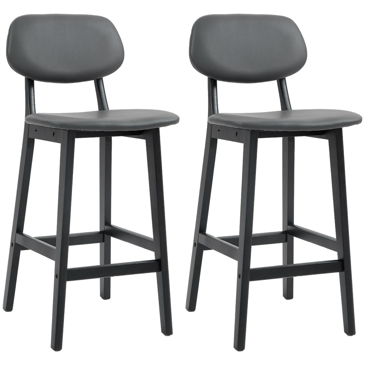 HOMCOM HOMCOM Breakfast Bar stools Set of 2 with PU Leather Cover, Wood Legs, Brown -