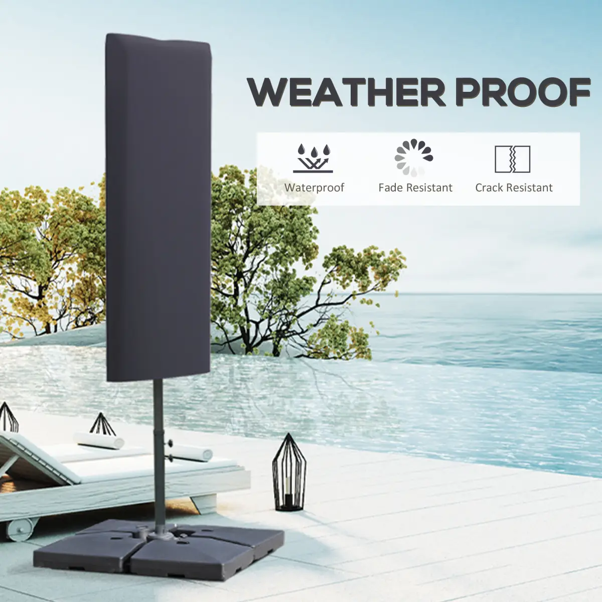 Outsunny Outsunny Cantilever Umbrella Cover Outdoor Parasol UV Protector w/ Rod, Zipper - Parasol
