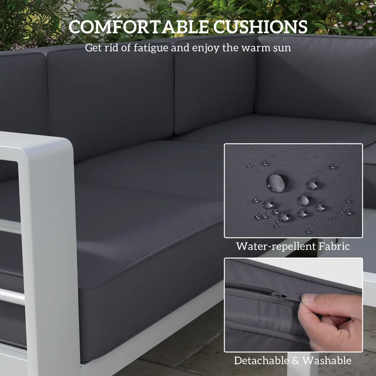 Outsunny Outsunny 5 PCs Garden Sofa Set w/ Cushions, Aluminium Furniture Sets, Gold - Garden Sofa Sets
