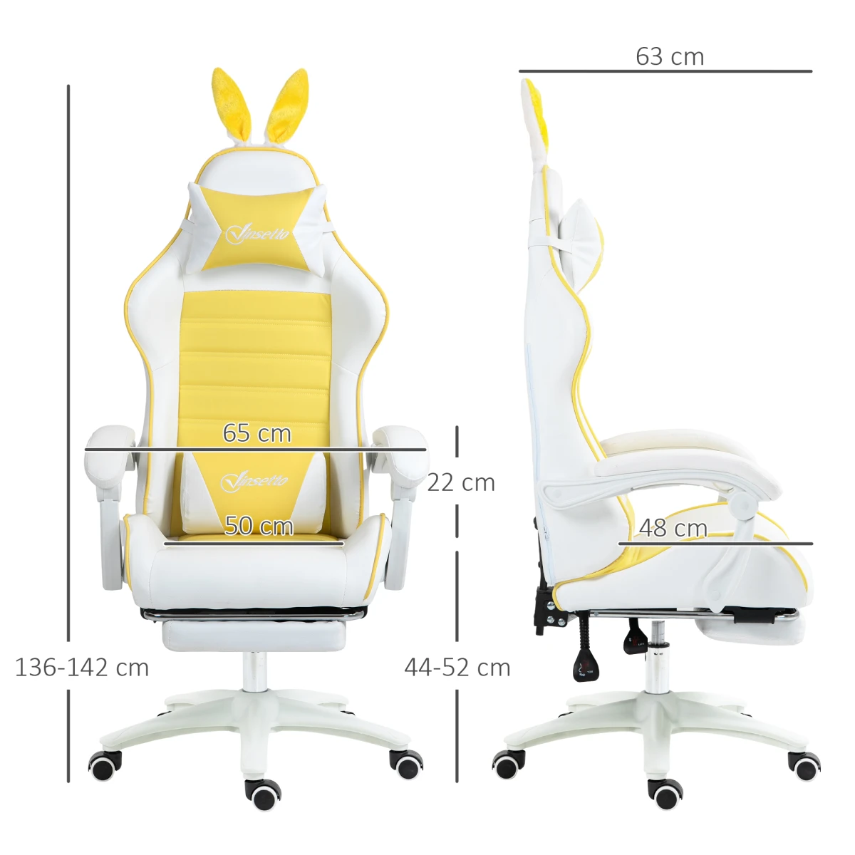 Vinsetto Vinsetto Chair 44-52cm Footrest Bunny Ears Gamers - Office Chair