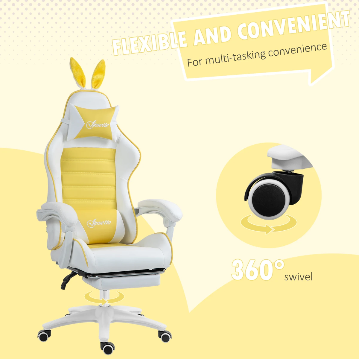 Vinsetto Vinsetto Chair 44-52cm Footrest Bunny Ears Gamers - Office Chair