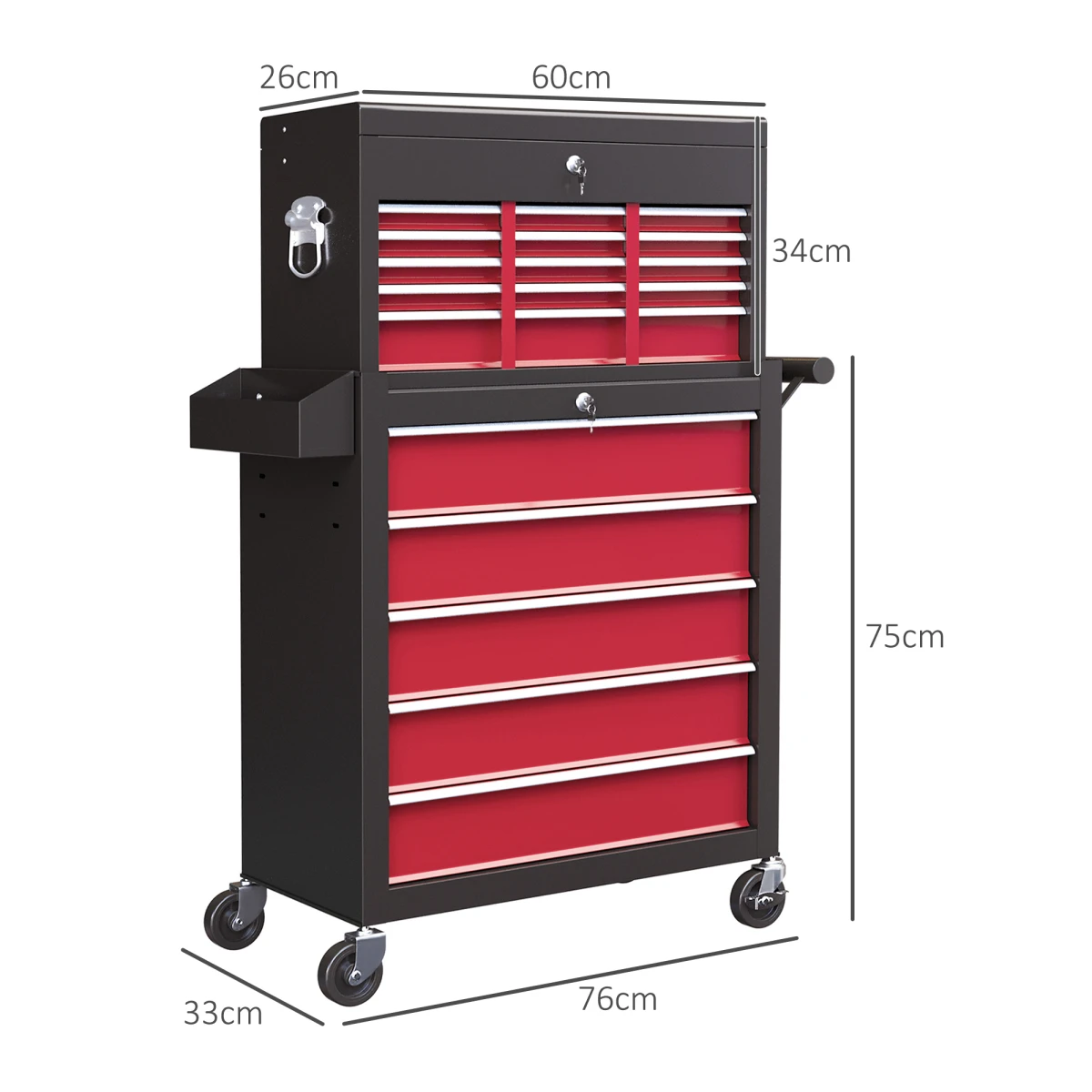 HOMCOM Rolling Tool Chest 14 Drawer Lockable Cabinet Industrial Grade for Garage Workshop by HOMCOM
