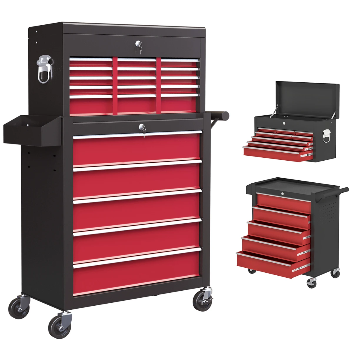 HOMCOM Rolling Tool Chest 14 Drawer Lockable Cabinet Industrial Grade for Garage Workshop by HOMCOM