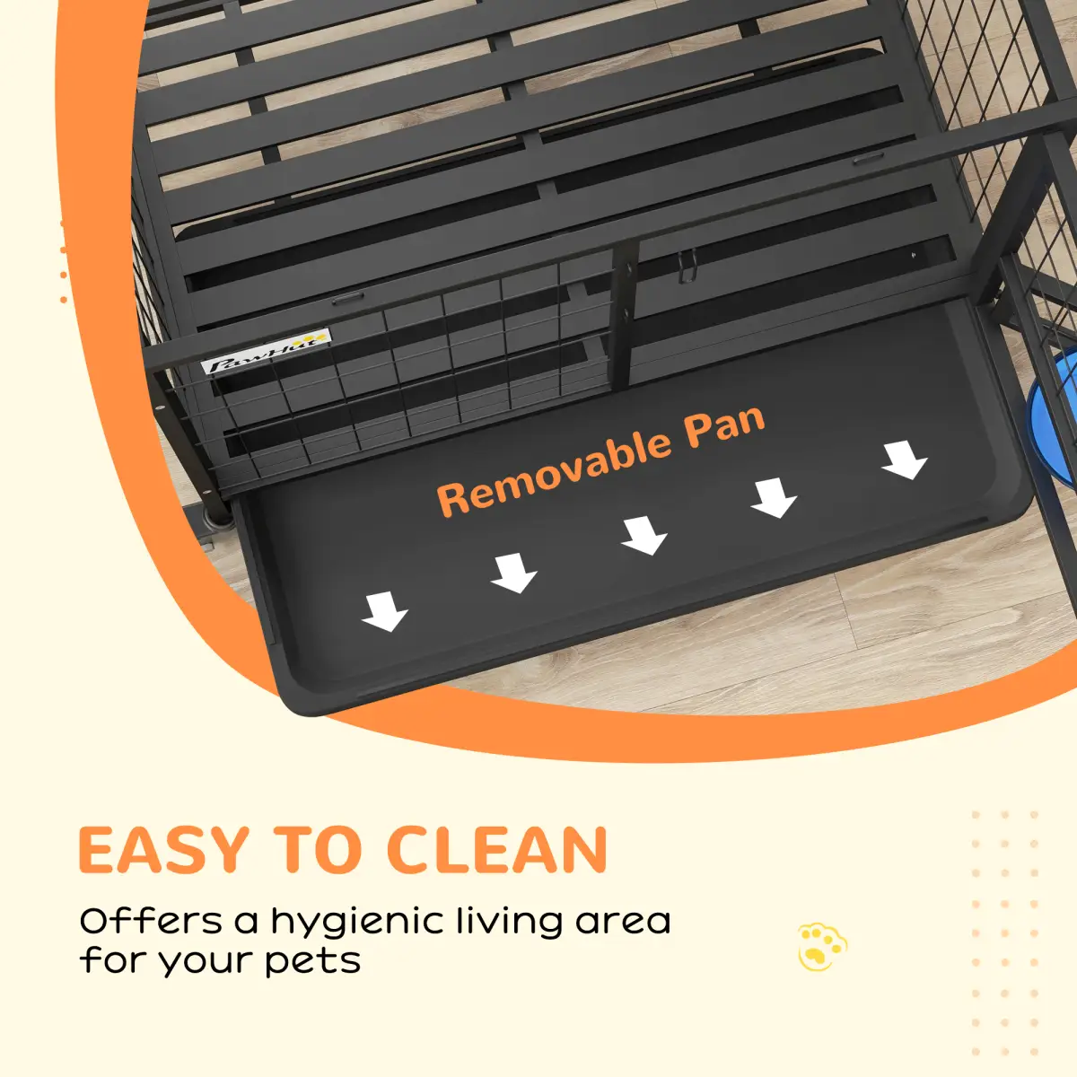PawHut PawHut 43" Heavy Duty Dog Crate on Wheels w/ Bowl Holder, Removable Tray - Dog Crate