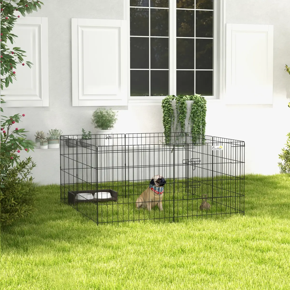 PawHut PawHut 8 Panel DIY Dog Pen with Door for Indoor/Outdoor Use, 76cm High - Pet Playpen