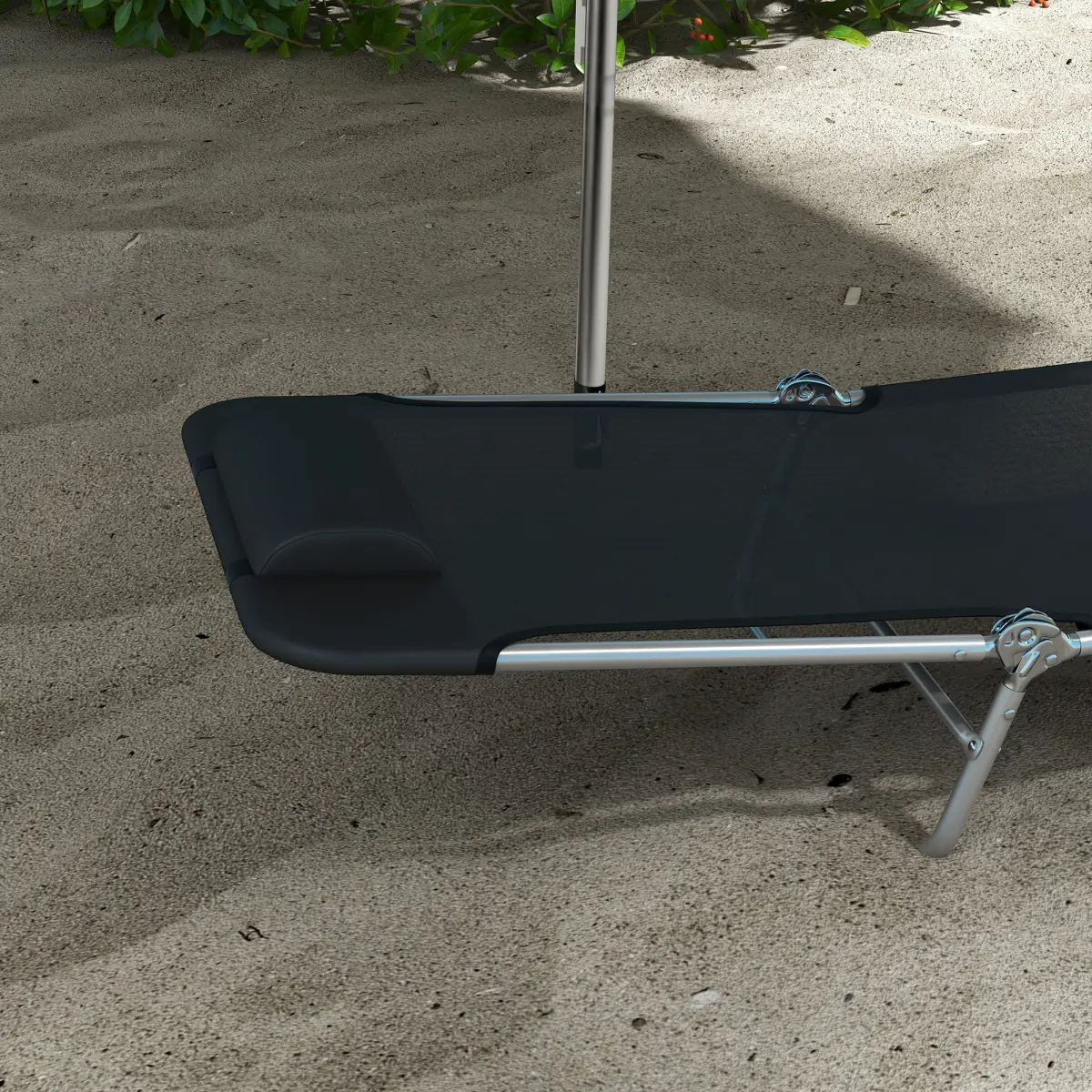 Outsunny Outsunny 2 Pieces Sun Loungers Foldable Reclining Chair with Headrest Black - Sun Lounger