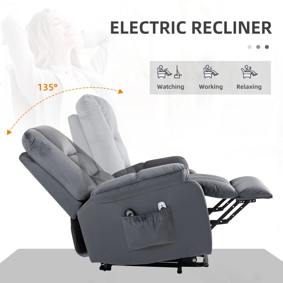 HOMCOM HOMCOM Lift Chair Full Size Vibration Massage With Heat Eight Massage Points For Seniors - Recliner