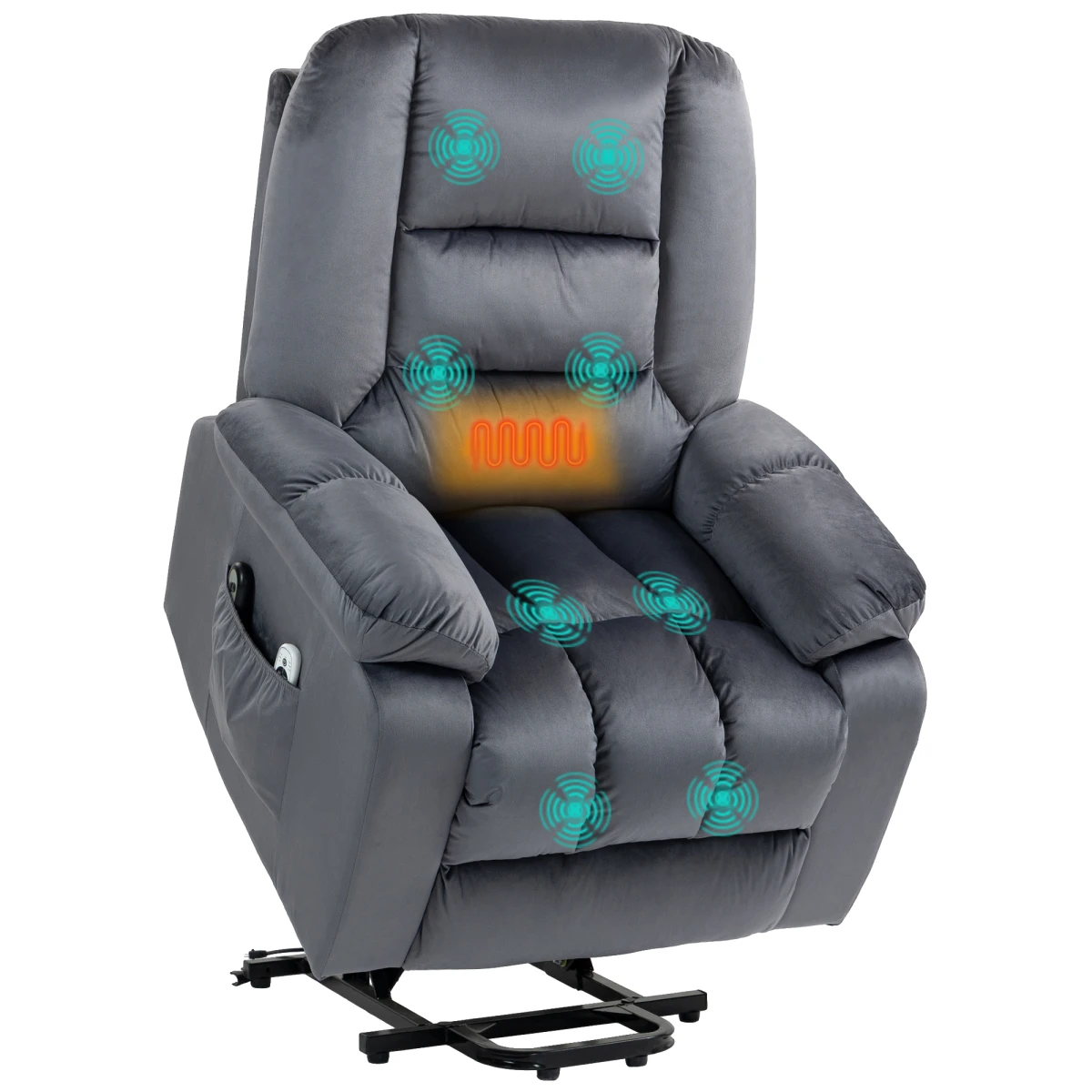 HOMCOM HOMCOM Lift Chair Full Size Vibration Massage With Heat Eight Massage Points For Seniors - Recliner
