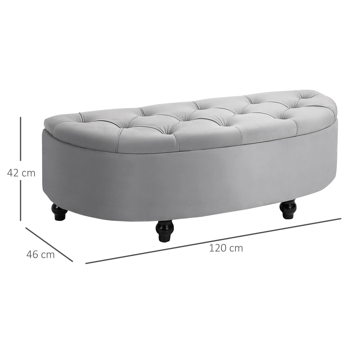 HOMCOM Tufted Ottoman 36in Velvet Living Room by HOMCOM