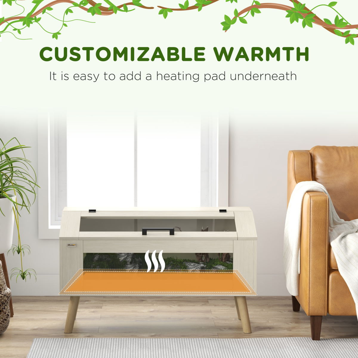 PawHut Reptile Terrarium, 111L Snake Vivarium with Tempered Glass Windows - from PawHut