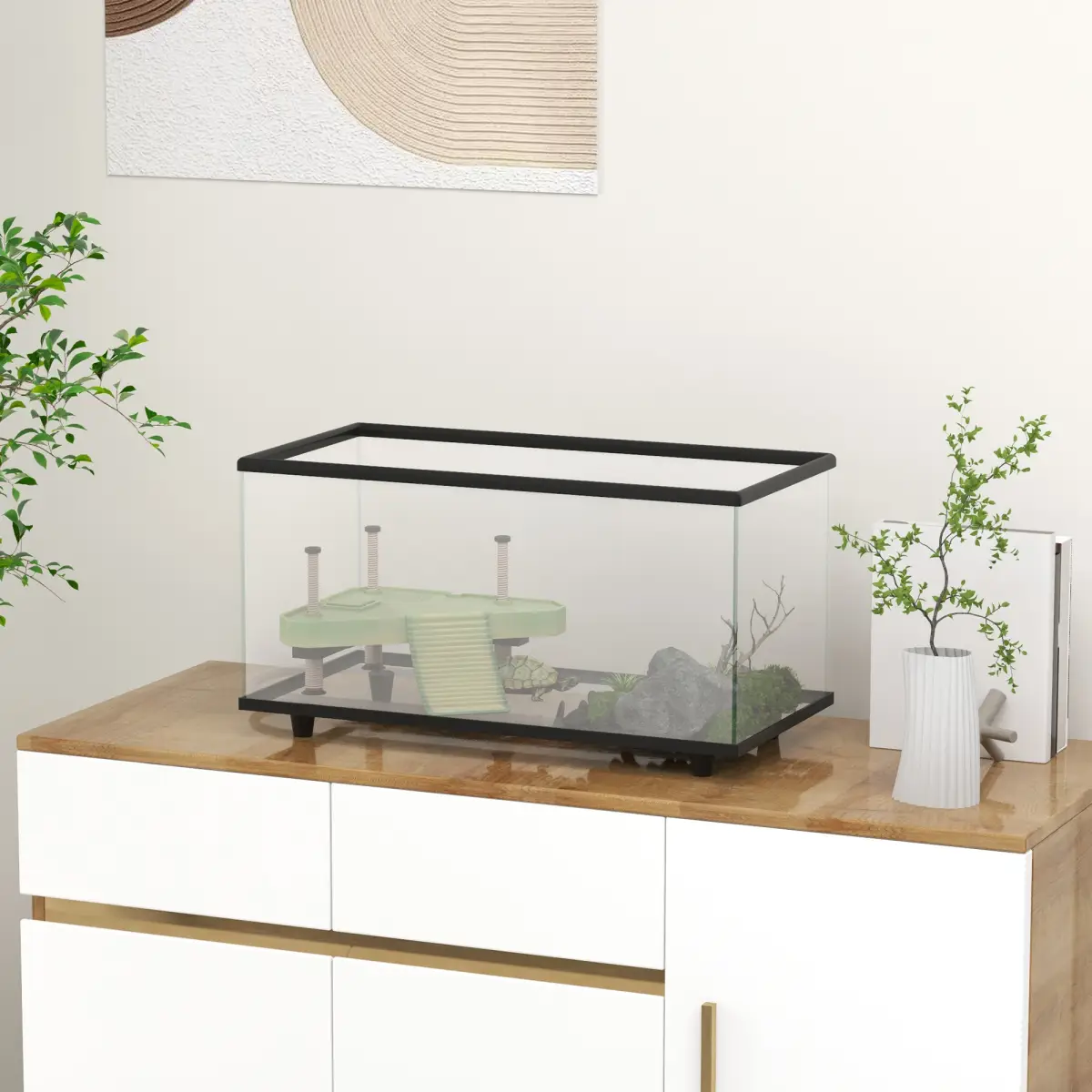 PawHut PawHut Turtle Tank 28L Glass Turtle Aquarium w/ Easy-Drain 45 x 25 x 29cm - Aquariums