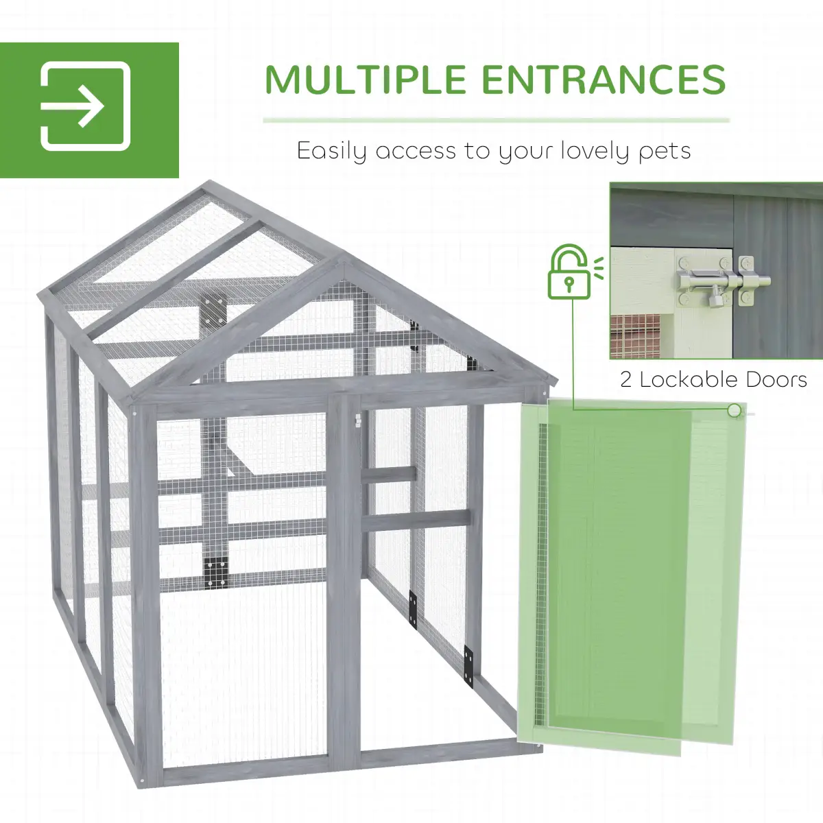 PawHut PawHut Chicken Run, Wooden Chicken Coop w/ Combinable Design-Natural Wood Finish - Chicken Coop