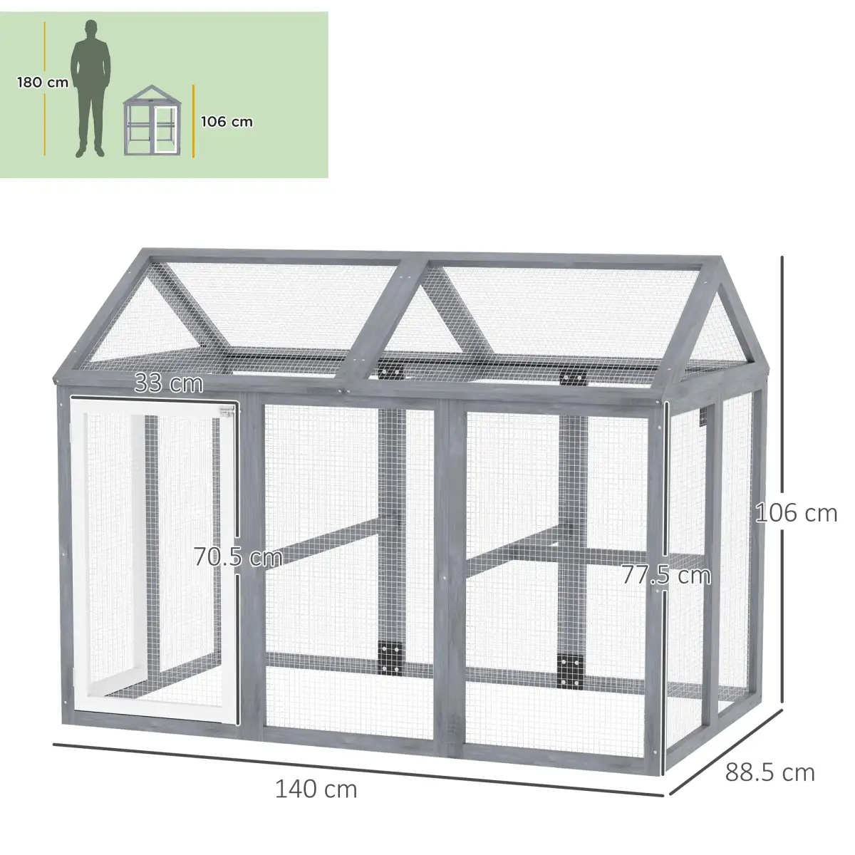 PawHut PawHut Chicken Run, Wooden Chicken Coop w/ Combinable Design-Natural Wood Finish - Chicken Coop