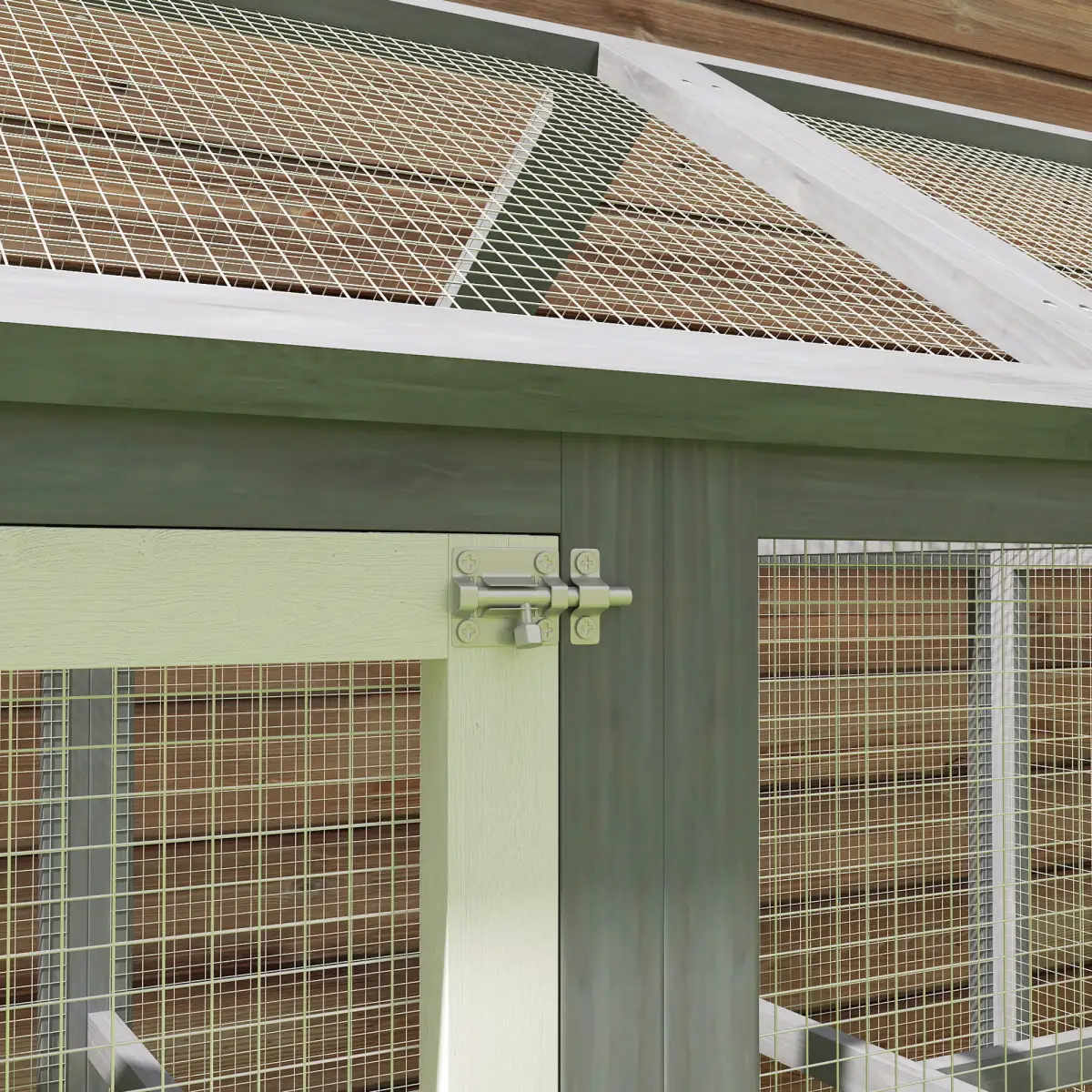 PawHut PawHut Chicken Run, Wooden Chicken Coop w/ Combinable Design-Natural Wood Finish - Chicken Coop