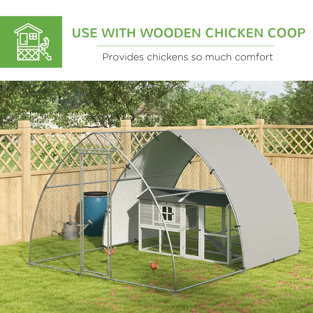 PawHut PawHut Walk-In Chicken Run w/ Cover, for 8-12 Chickens, 3 x 3.8 x 2.2m - Chicken Coop