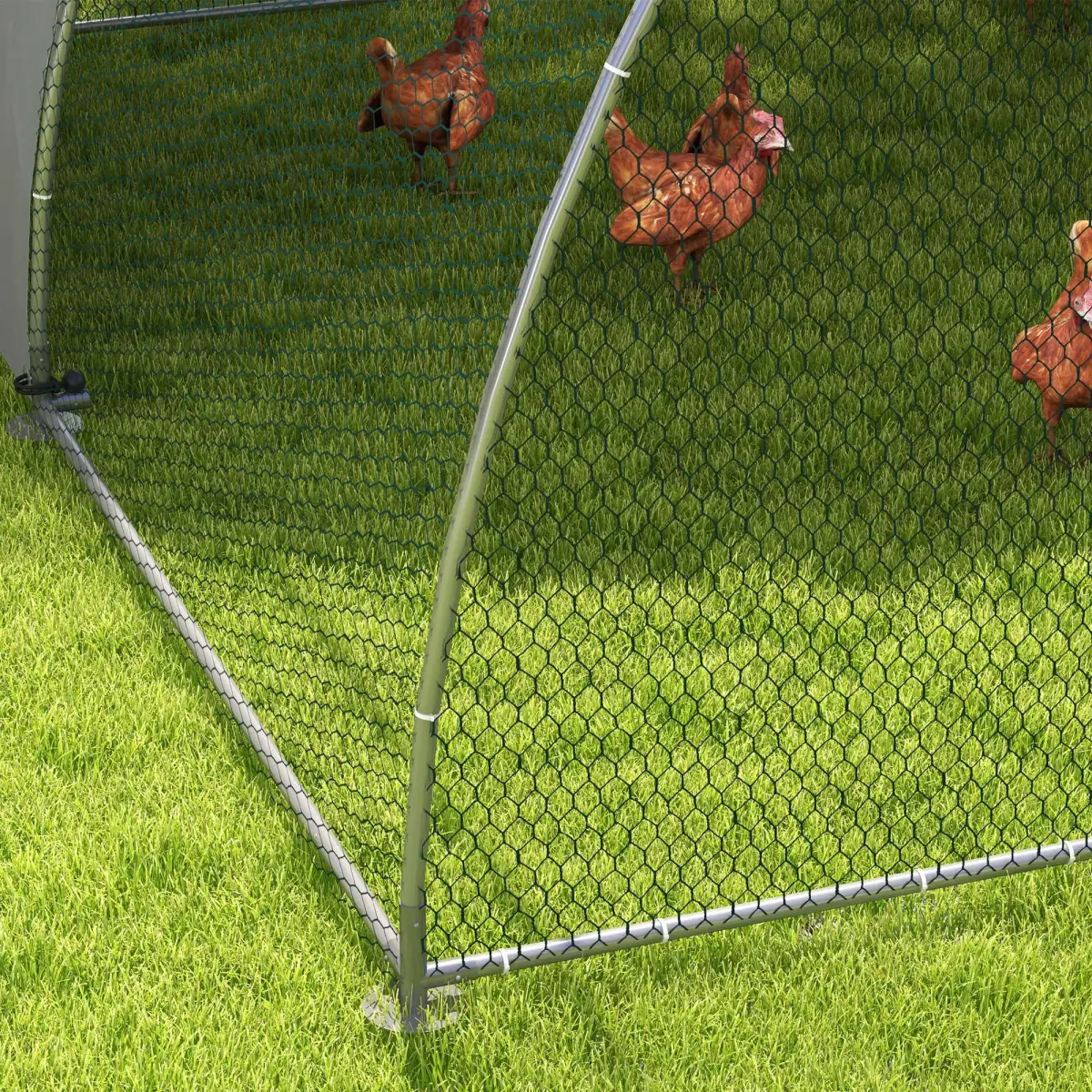 PawHut PawHut Walk-In Chicken Run w/ Cover, for 8-12 Chickens, 3 x 3.8 x 2.2m - Chicken Coop