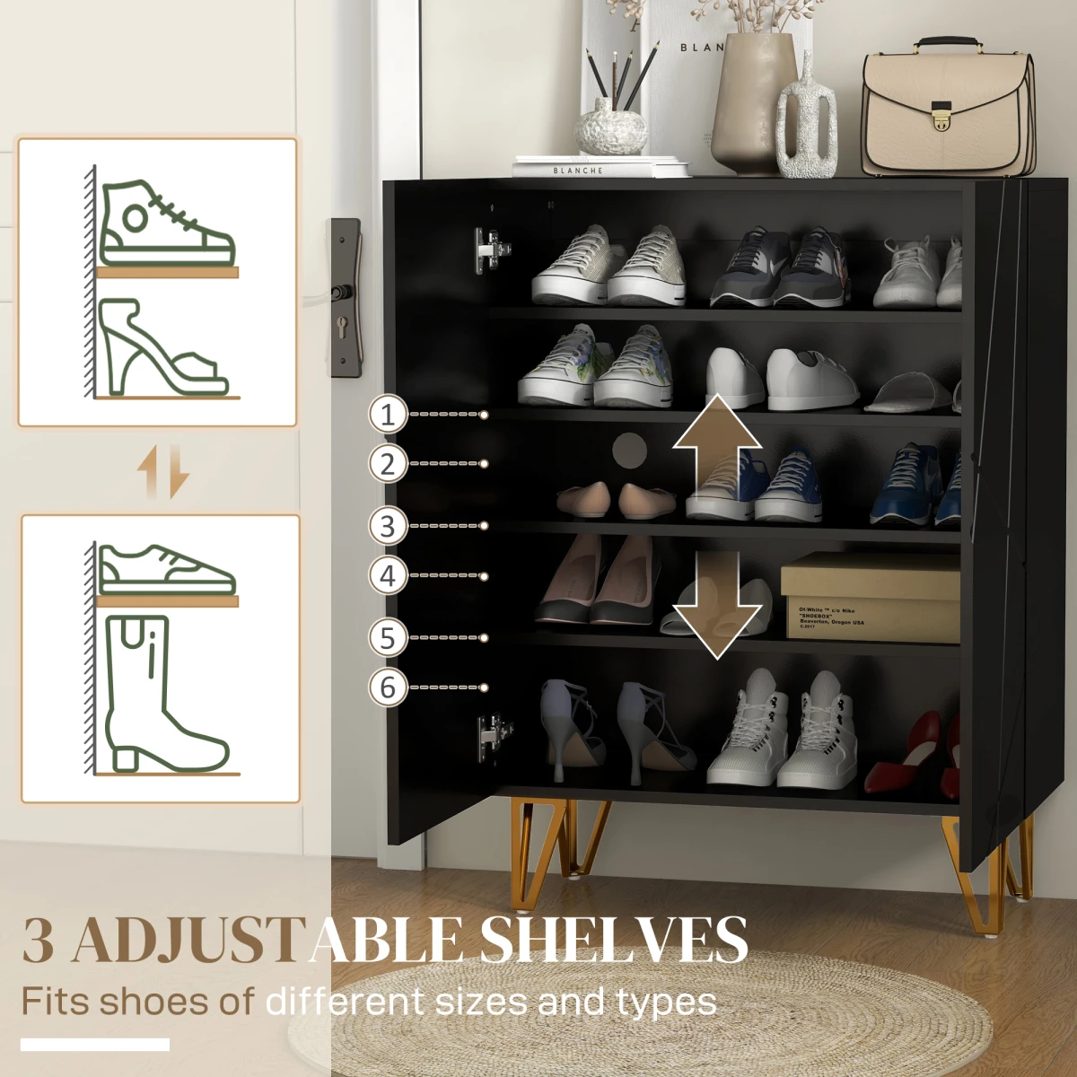 HOMCOM Shoe Storage Cabinet with Soft Close Hinges and Adjustable Shelves for Home Entryway by HOMCOM