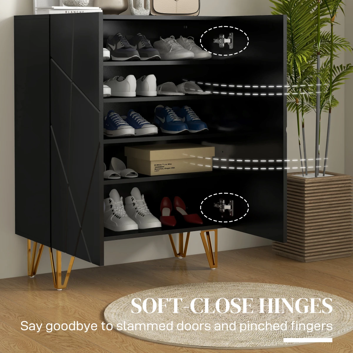 HOMCOM Shoe Storage Cabinet with Soft Close Hinges and Adjustable Shelves for Home Entryway by HOMCOM