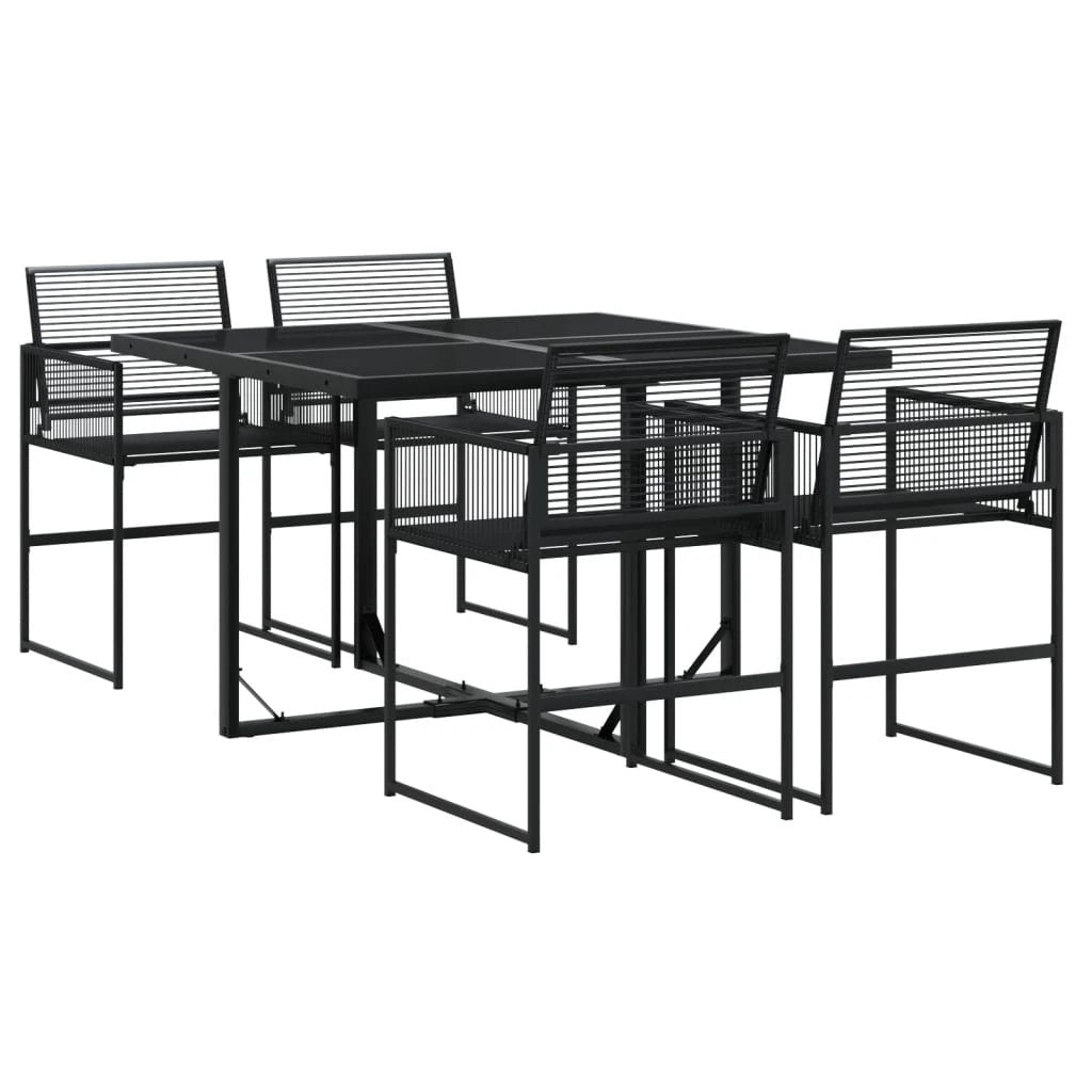 vidaXL vidaXL 5 Piece Garden Dining Set Black Poly Rattan - Uncategorized Garden Set