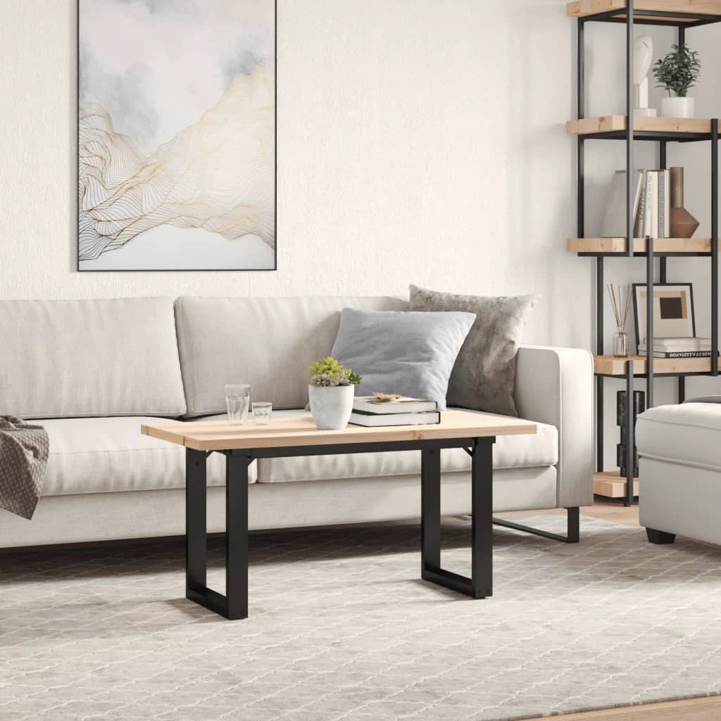 VidaXL Coffee Table 100x50x45.5 Pine Cast Iron LR by vidaXL