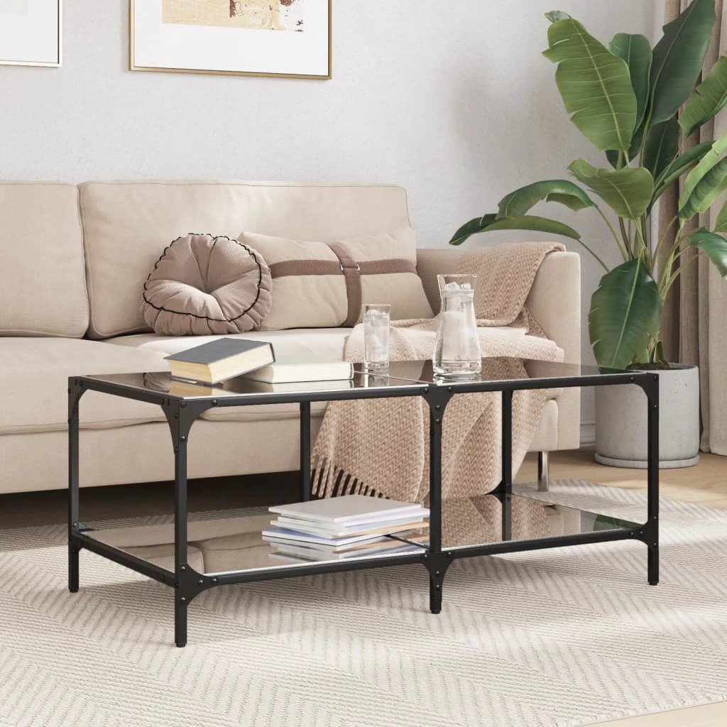 VidaXL Coffee Table 78.5x40x40cm Transparent Glass Top Home by vidaXL