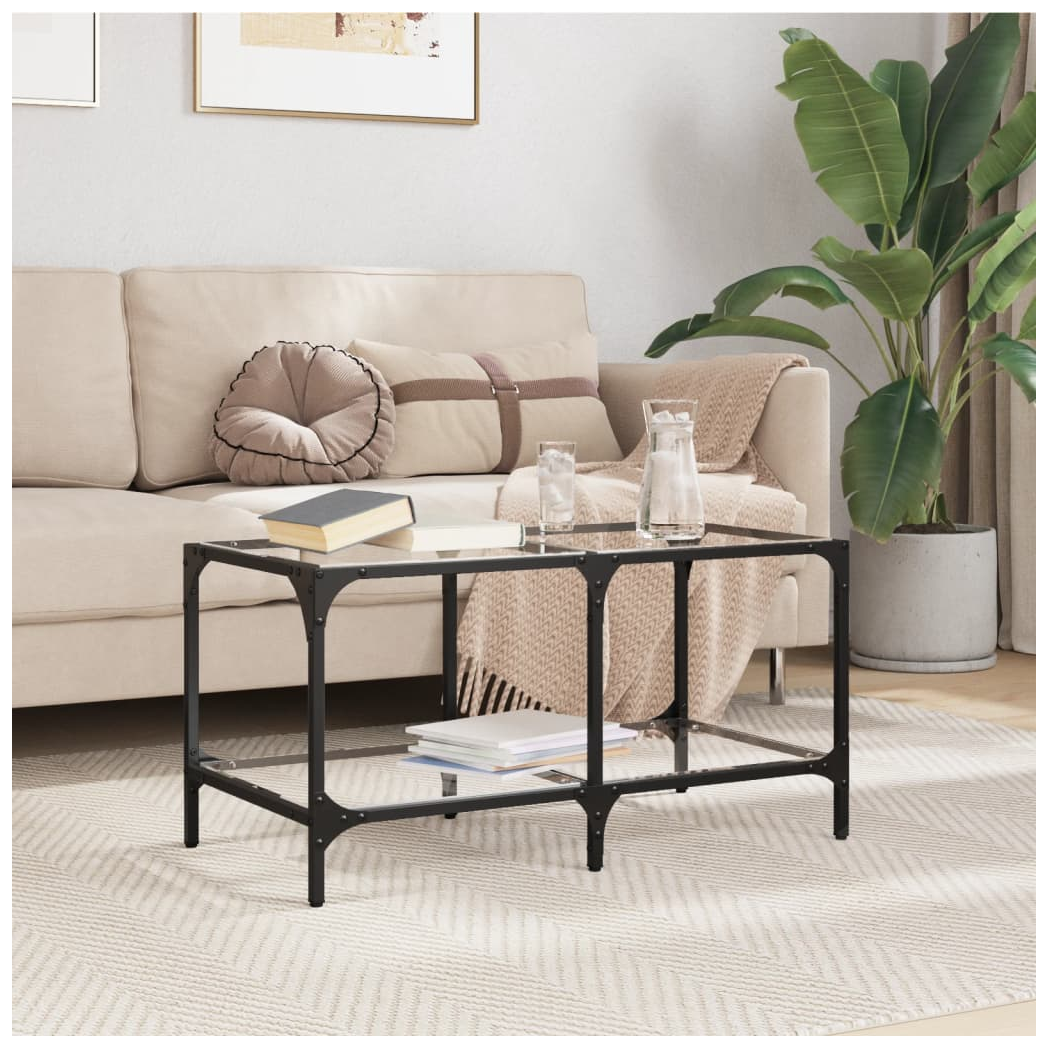 VidaXL Coffee Table 78.5x40x40cm Transparent Glass Top Home by vidaXL