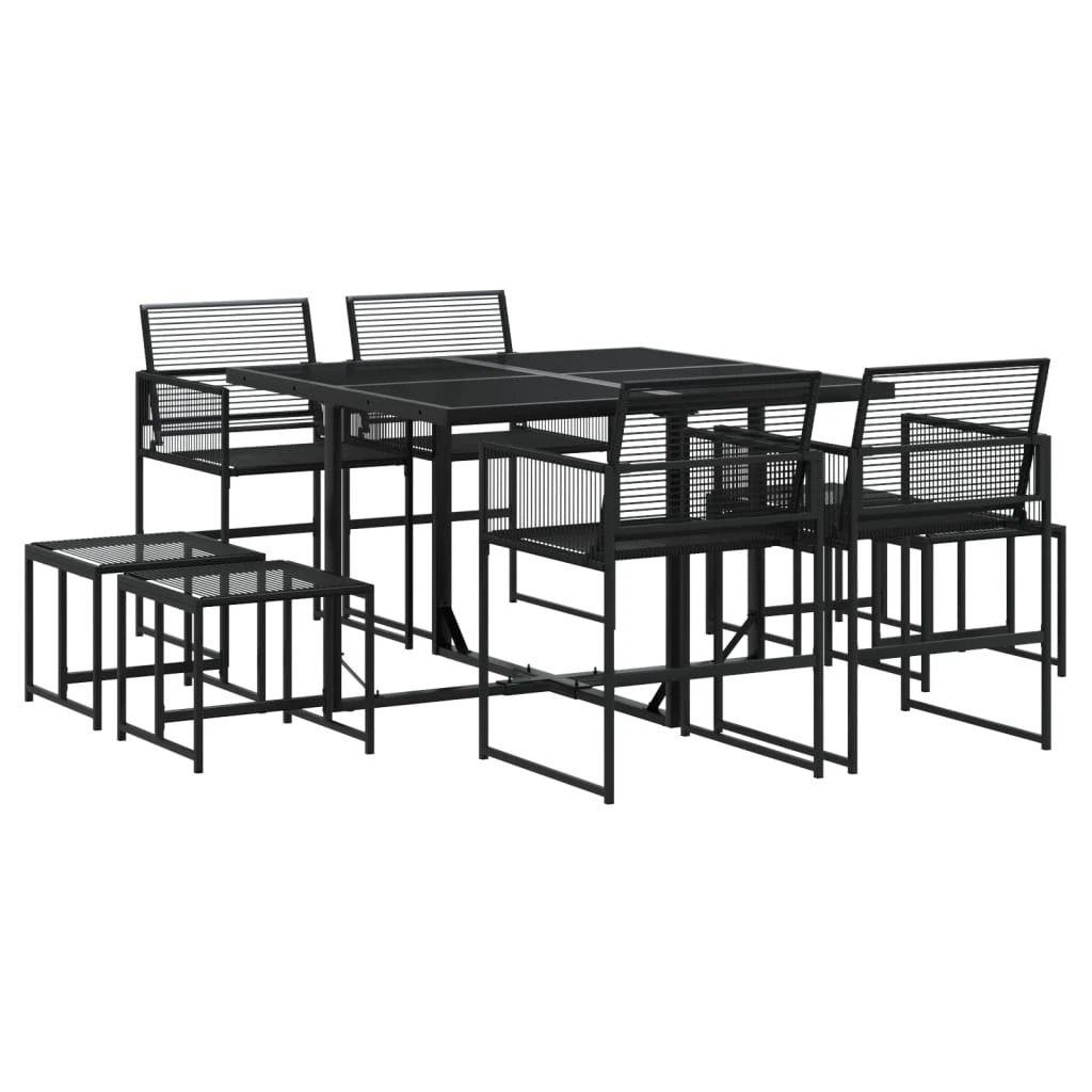 vidaXL vidaXL 9 Piece Garden Dining Set Black Poly Rattan - Uncategorized Garden Set