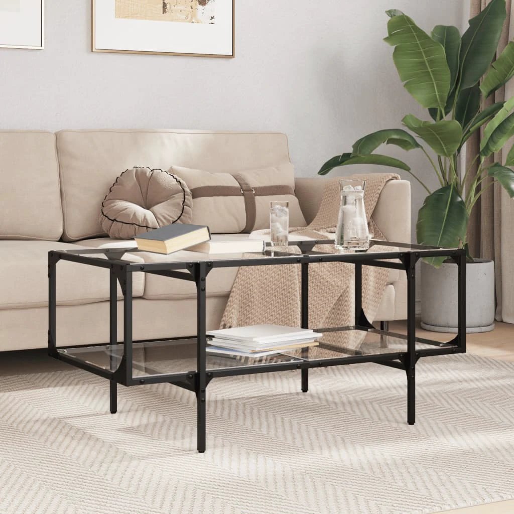 VidaXL Coffee Table 98.5 x 50 x 45 cm Glass Top Living Room by vidaXL