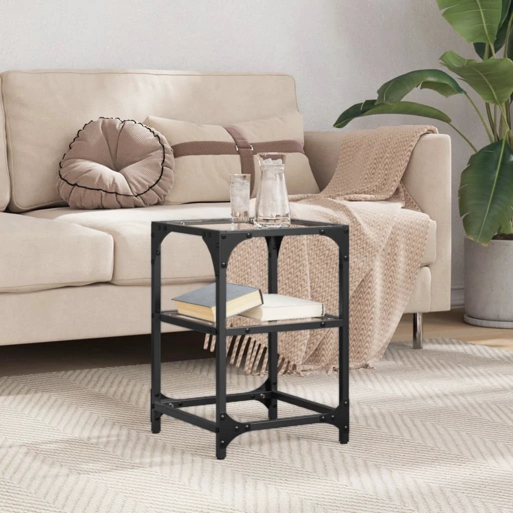 VidaXL Coffee Table 30x30x45cm Clear Glass Top Living Room by vidaXL