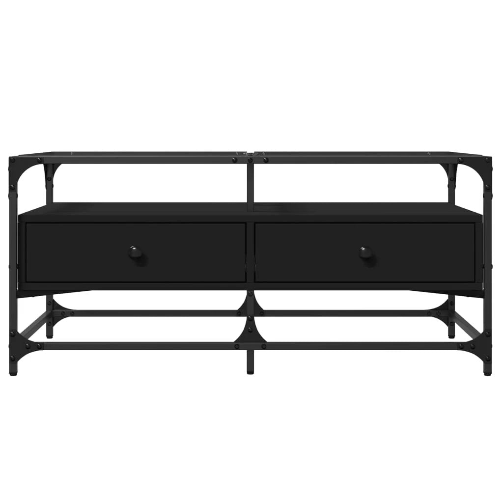 vidaXL VidaXL Coffee Table 98.5x50x45 cm Glass Top Black Steel - Coffee Table
