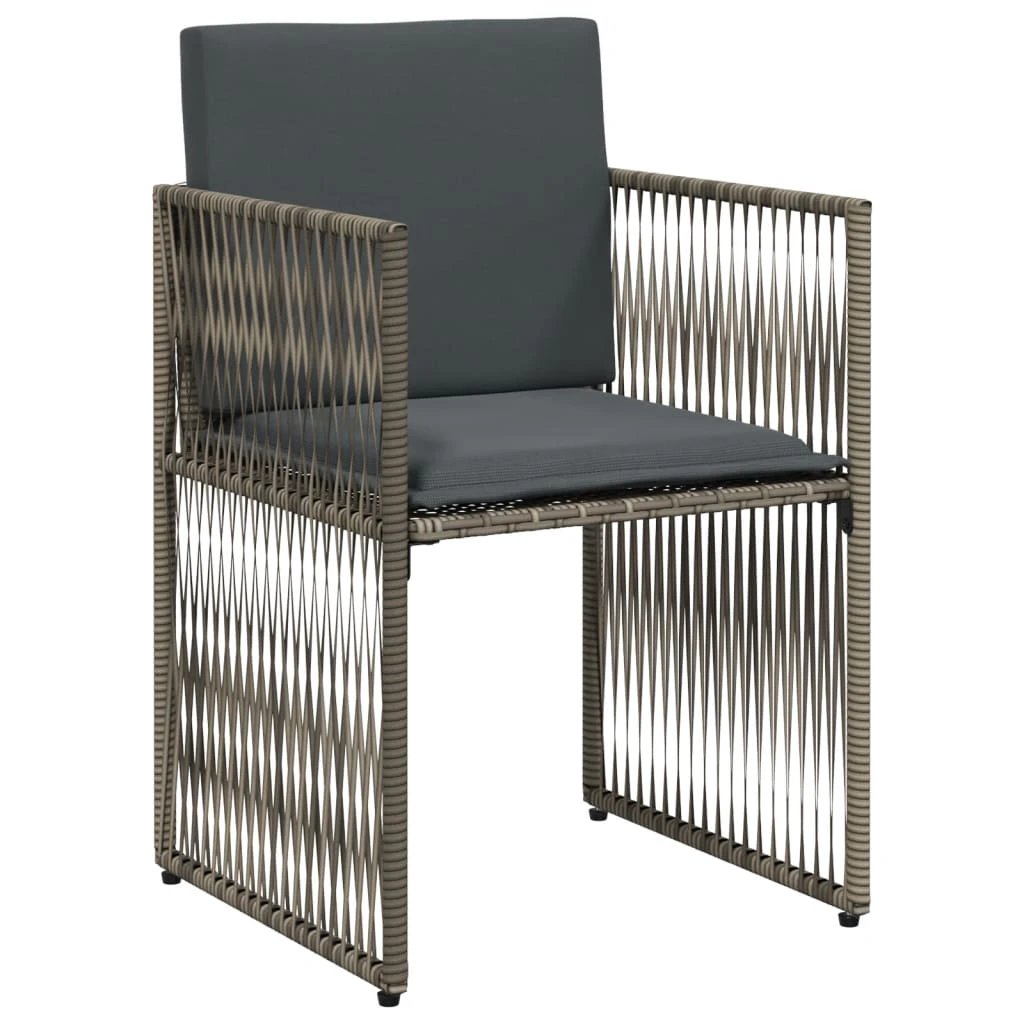 vidaXL vidaXL 7 Piece Garden Dining Set with Cushions Grey Poly Rattan - Uncategorized Garden Set