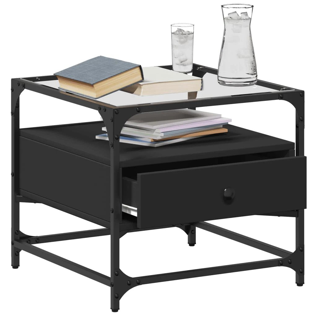 VidaXL Coffee Table 50x50x45 cm Glass Top Steel Living Room by vidaXL