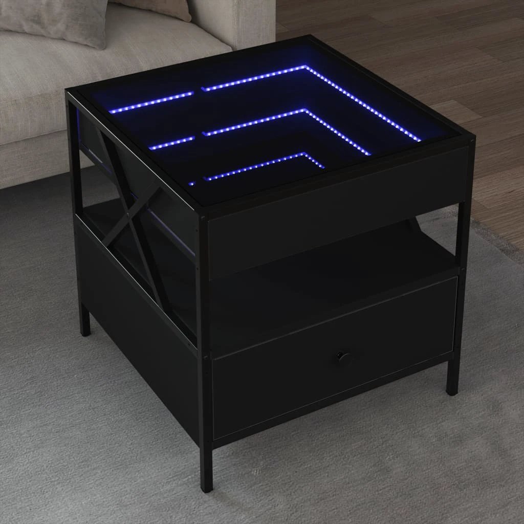 VidaXL Infinity LED Coffee Table 50x50x51 cm Black For Modern Living Room Decor by vidaXL