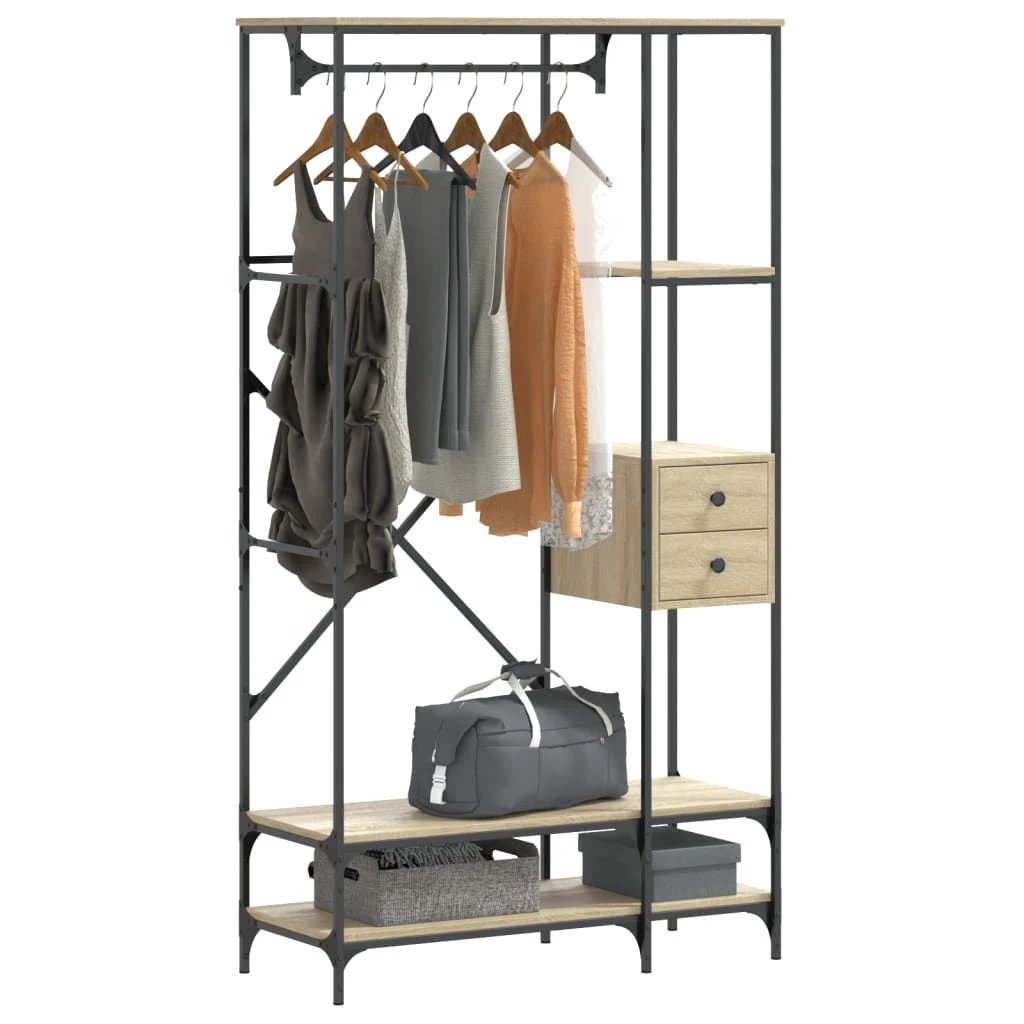 VidaXL Clothes Rack With Shelves Tall Black Engineered Wood Moisture Resistant Storage Organizer For Home by vidaXL