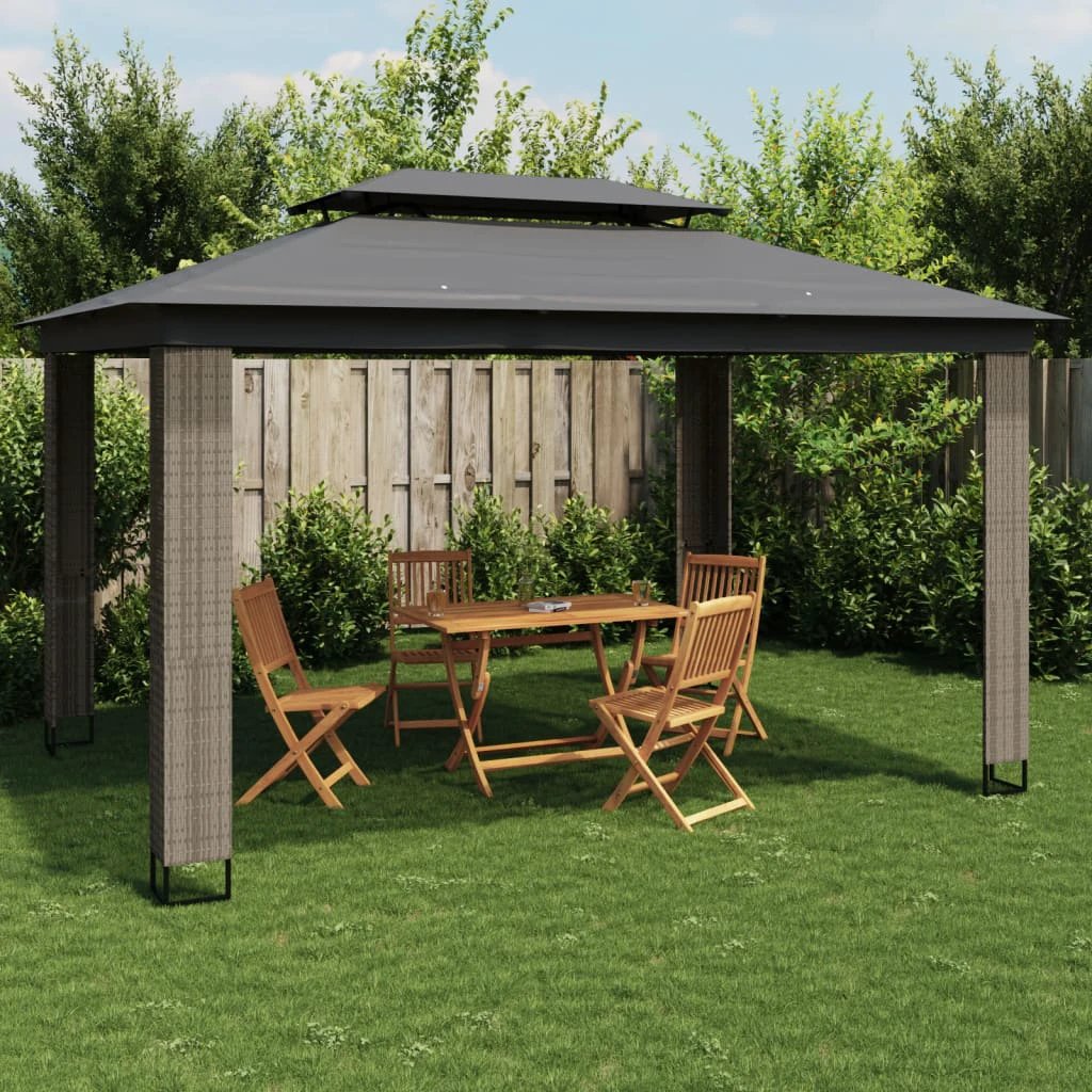 vidaXL Gazebo with Double Roof Cream 2.94x2.94 m Steel by vidaXL