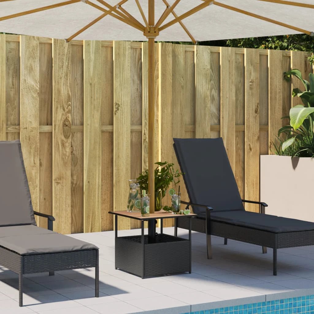 vidaXL vidaXL Garden Table with Parasol Hole Black 55x55x46.5 cm Poly Rattan - Garden Table