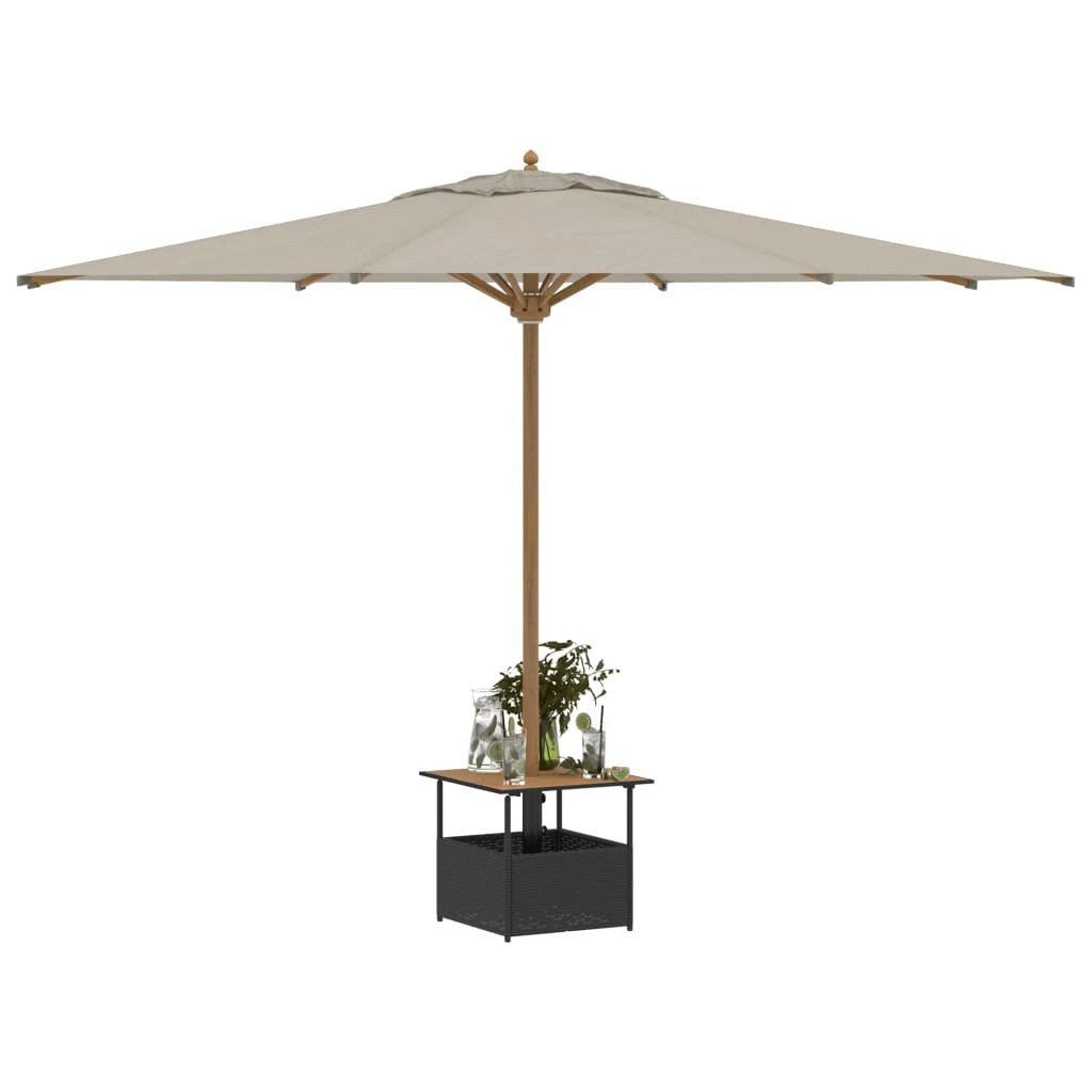 vidaXL vidaXL Garden Table with Parasol Hole Black 55x55x46.5 cm Poly Rattan - Garden Table