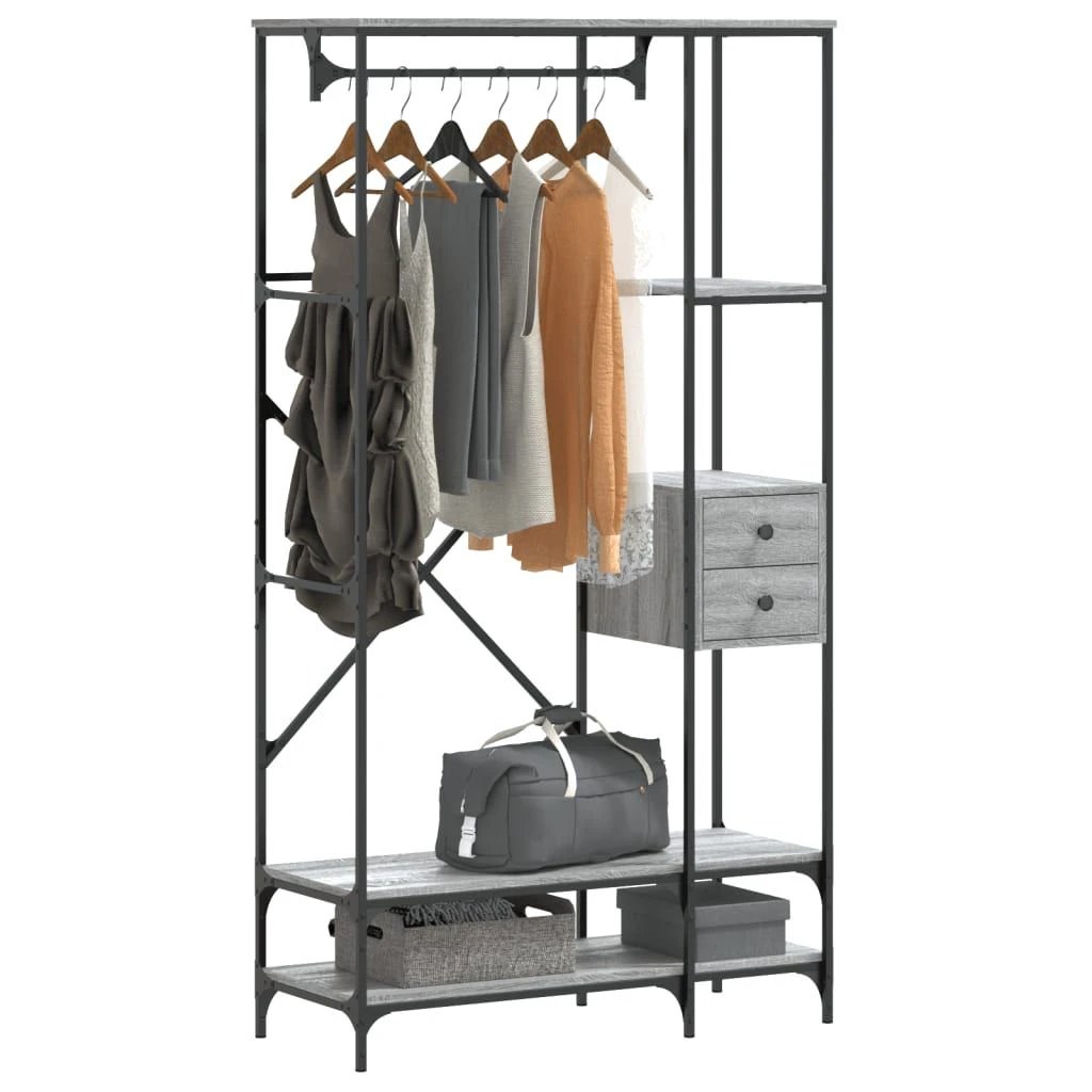 VidaXL Clothes Rack With Shelves Tall Black Engineered Wood Moisture Resistant Storage Organizer For Home by vidaXL