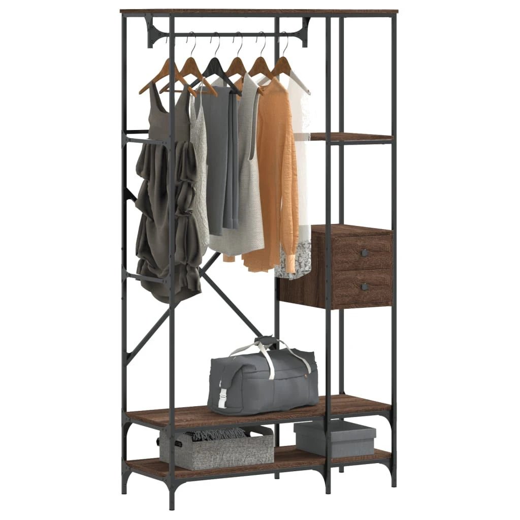 VidaXL Clothes Rack With Shelves Tall Black Engineered Wood Moisture Resistant Storage Organizer For Home by vidaXL