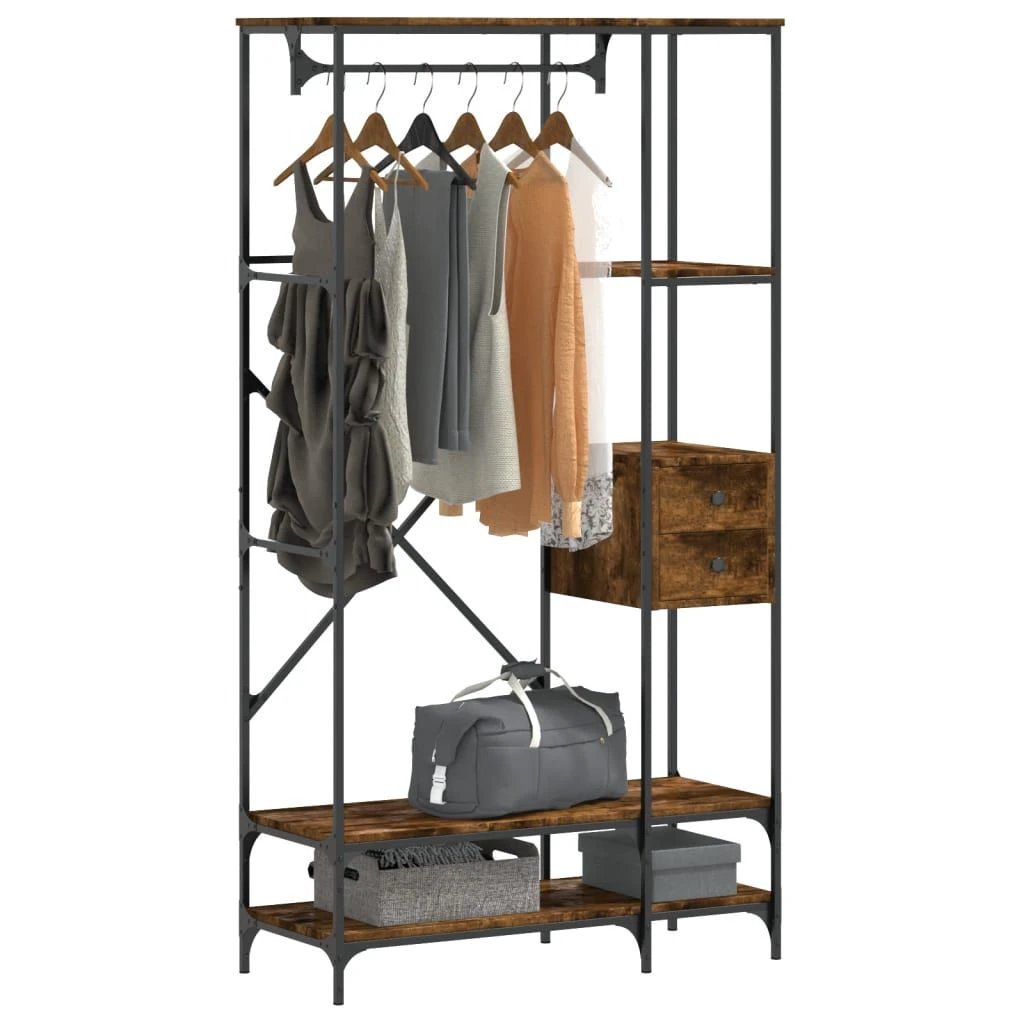 VidaXL Clothes Rack With Shelves Tall Black Engineered Wood Moisture Resistant Storage Organizer For Home by vidaXL