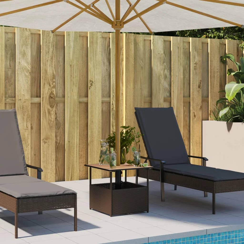vidaXL vidaXL Garden Table with Parasol Hole Black 55x55x46.5 cm Poly Rattan - Garden Table